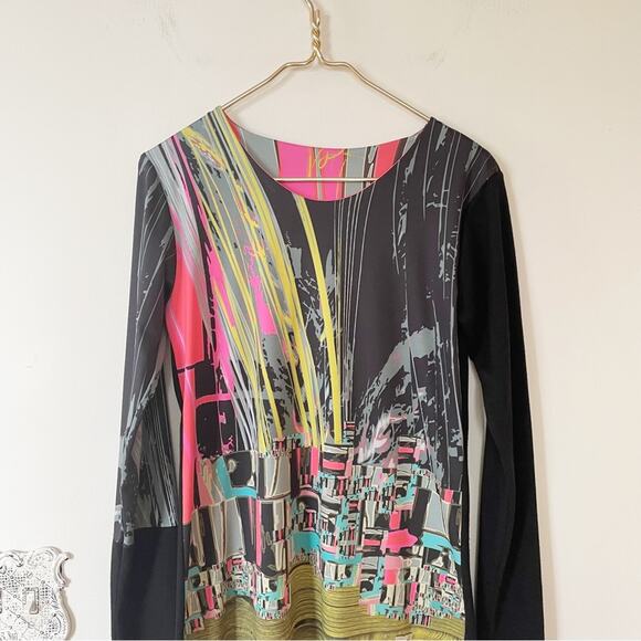 Volt Design Graphic Wearable Art Knit Sheath Dress No. 308 Kin Dress M - Picture 2 of 9